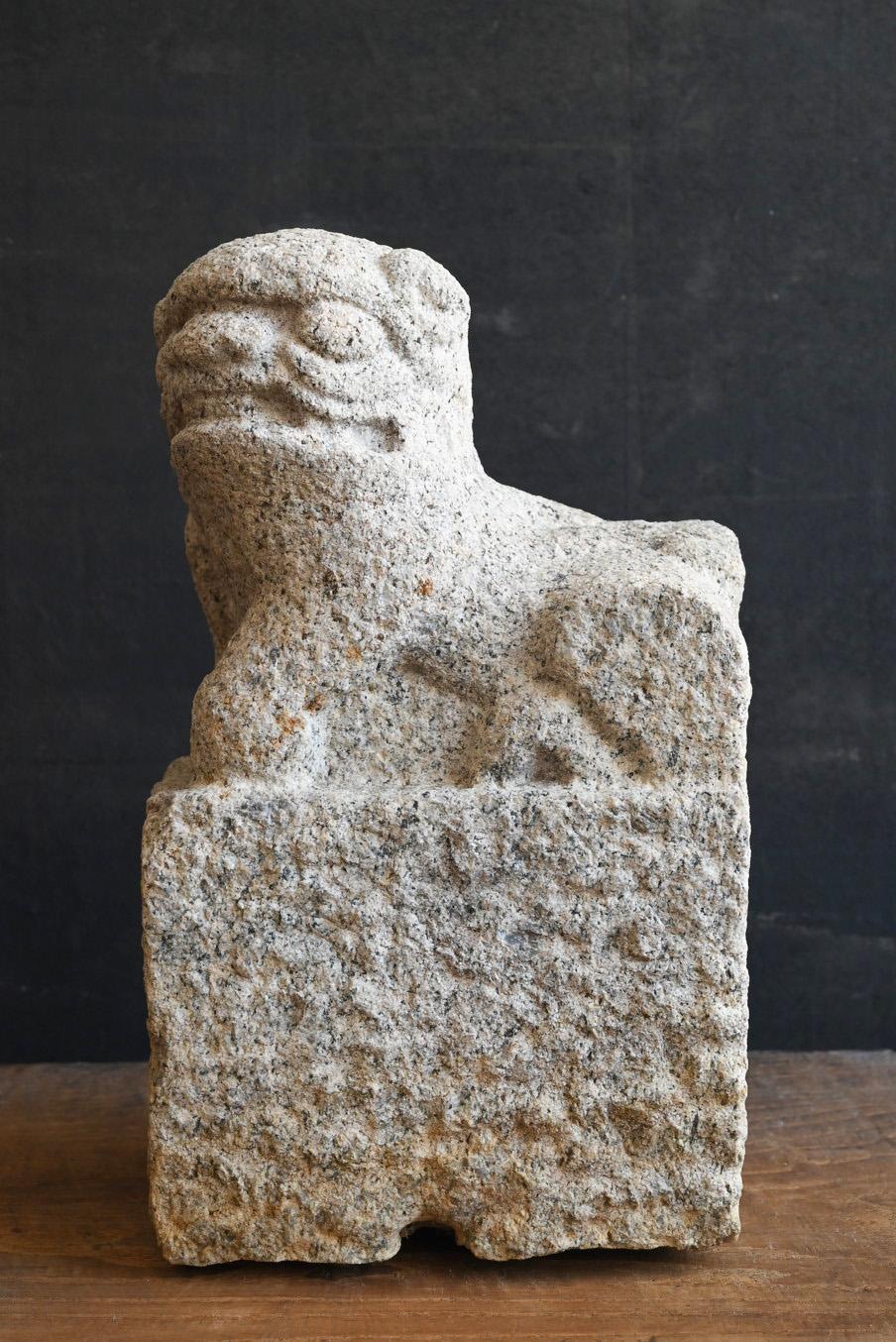 Antique Japanese stone lion statue/19th century/Edo period/Garden decoration 7