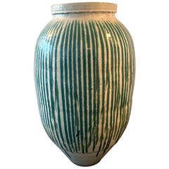 Antique Japanese Storage Jar with Nagashi-Gusuri Glaze