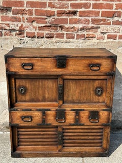 Antique Japanese Sugi Chobadansu Merchant Chest Late Edo Zenkoji Temple 37"H