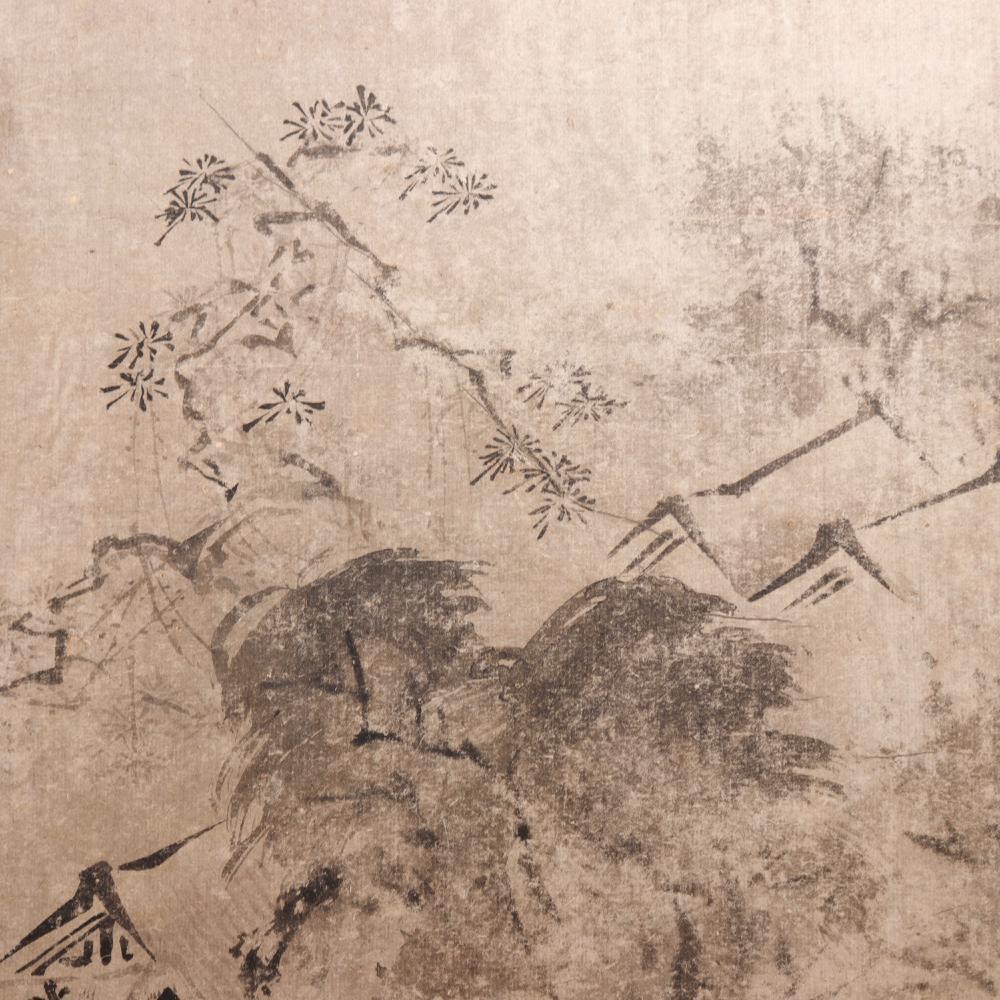 Edo Antique Japanese Suibokuga Landscape by Kano Tokinobu, 17th century. For Sale