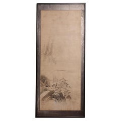 Paysage ancien japonais Suibokuga par Kano Tokinobu, 17e siècle.