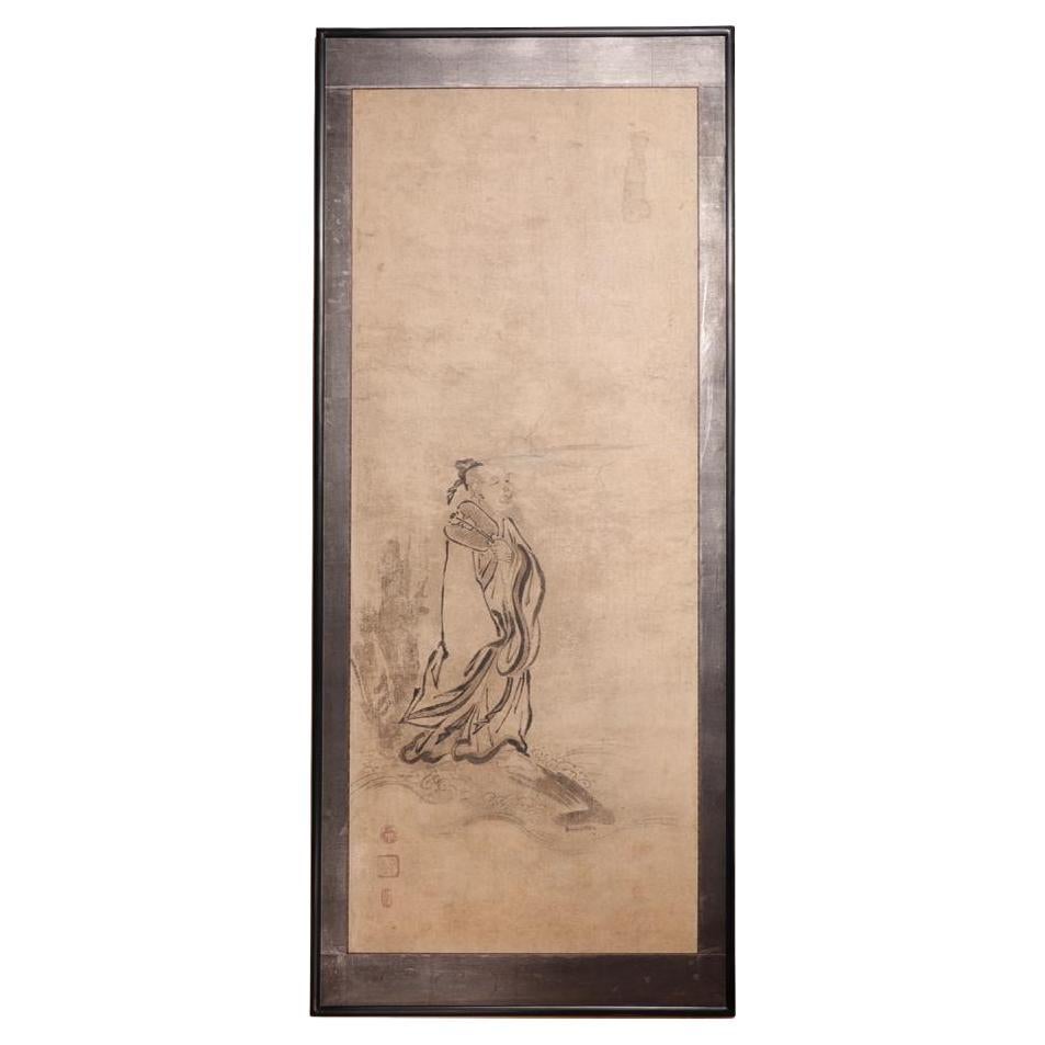 Antique Japanese Suibokuga Sage by Kano Tokinobu, 17th century. For Sale