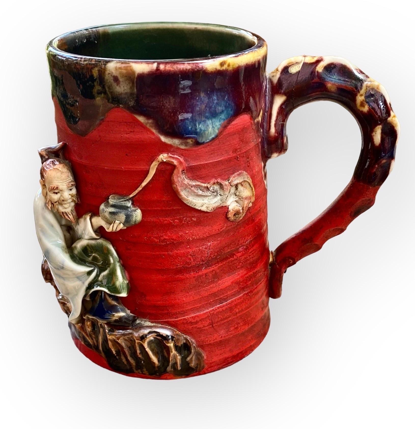 This set of four mugs were created in the late 19th century by famous Japanese Sumida Gawa pottery artisan's having absolutely stunning fine detail work. Each one having the artists signature.
Made presumably by the workshop of Inoue Ryosal (1828 -