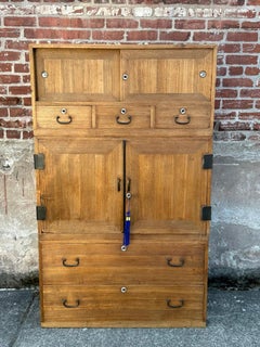 Antique Japanese Taisho Era c1920's Clothing Chest Kiri Ishodansu Tansu 60.5"H