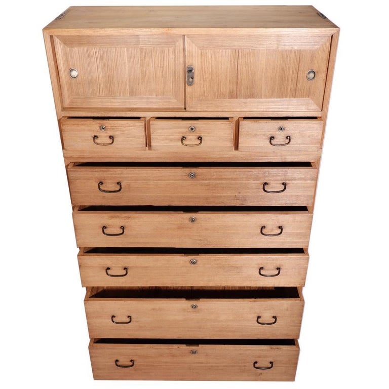 Antique Japanese Taisho Kiri Wood Tansu In Three Sections At 1stdibs