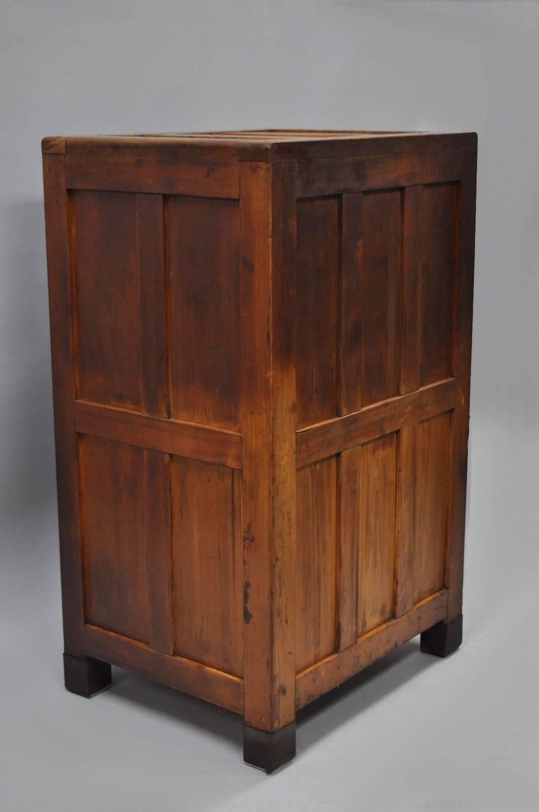 Antique Japanese Tajimashikiseisakusho Oak Wood Ice Box Freezer Refrigerator 1