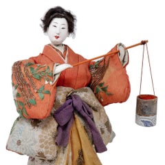 Antique Japanese Takeda Ningyo, Depicting Murasame Carrying a Shiokumi
