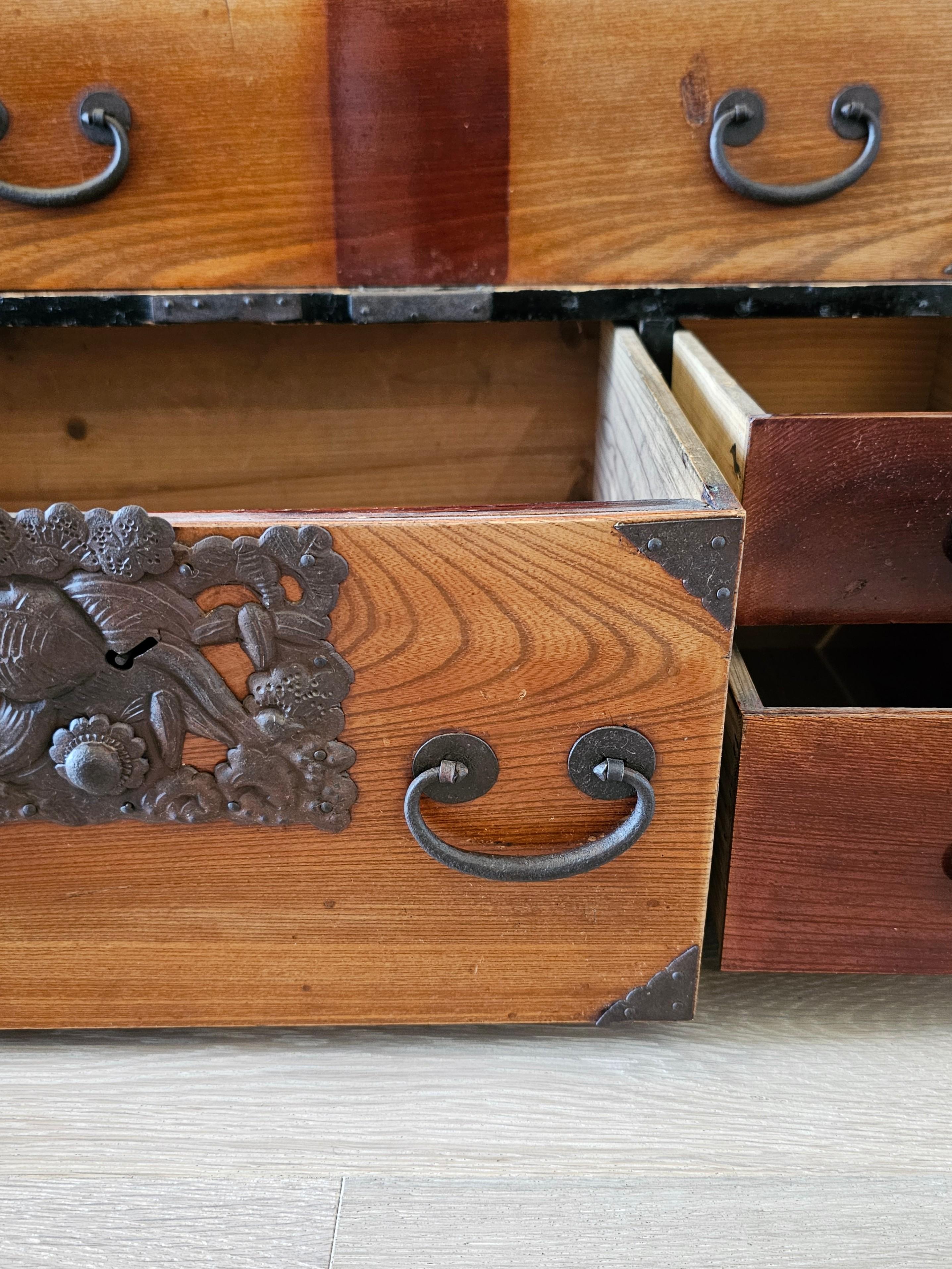 Antique Japanese Tansu Chest Small Cabinet 3