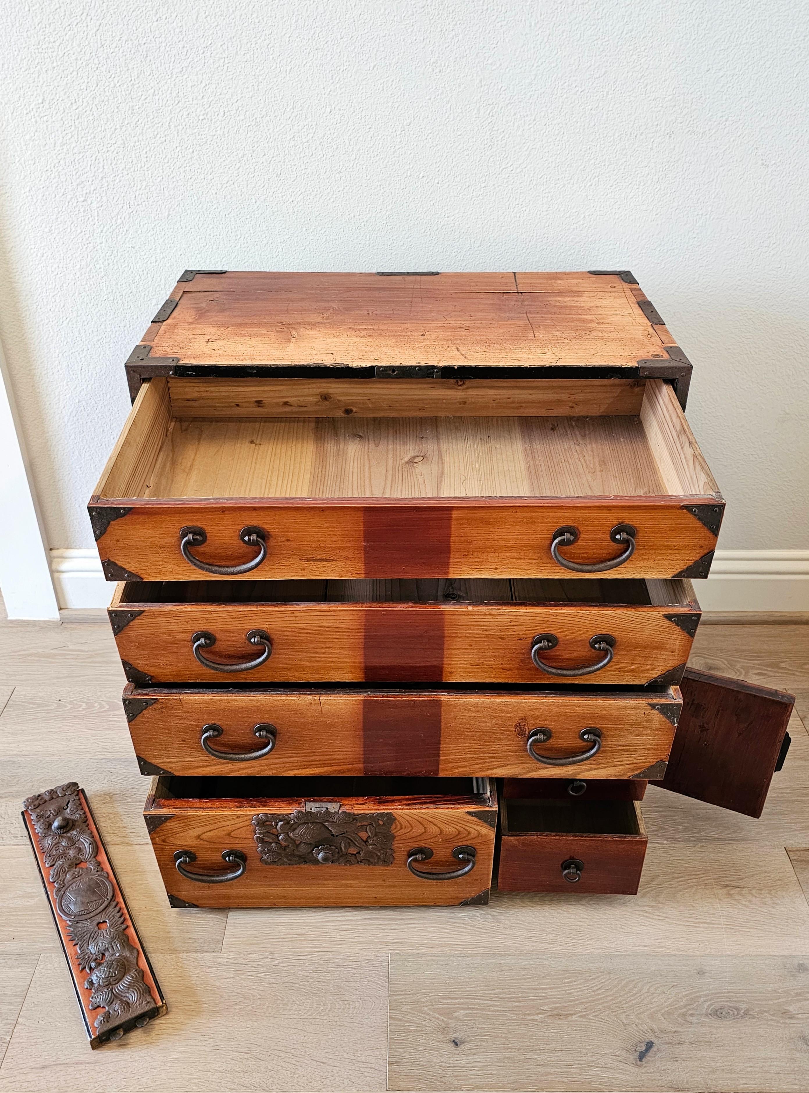 Antique Japanese Tansu Chest Small Cabinet 4