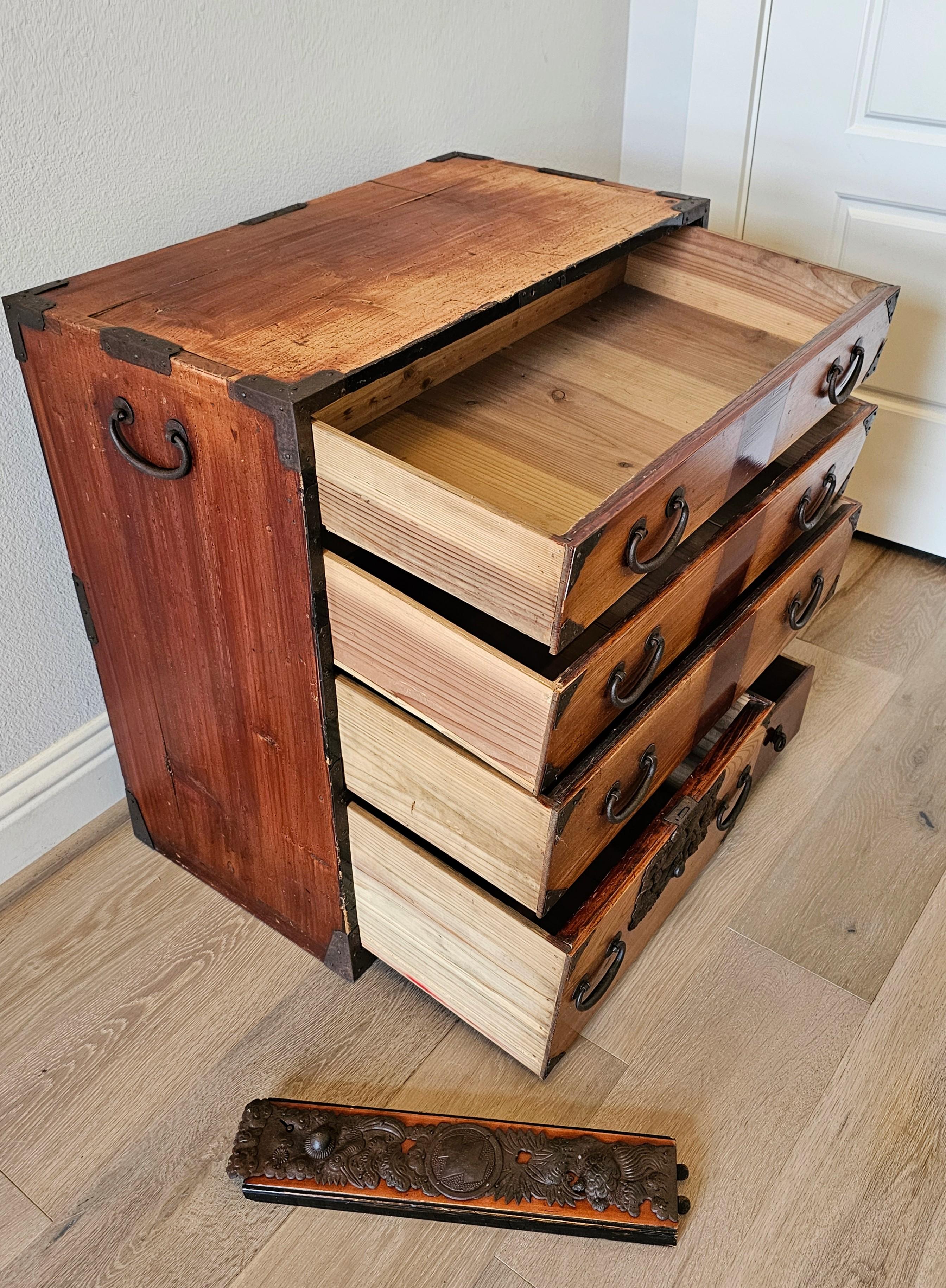 Antique Japanese Tansu Chest Small Cabinet 5