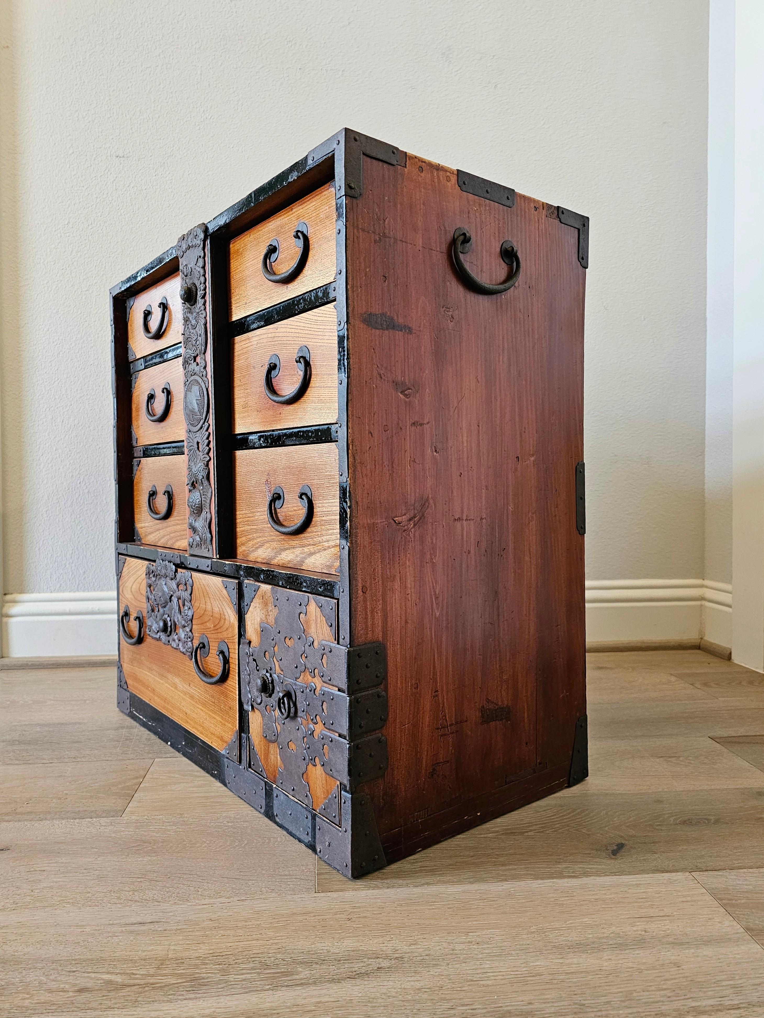 Antique Japanese Tansu Chest Small Cabinet 6