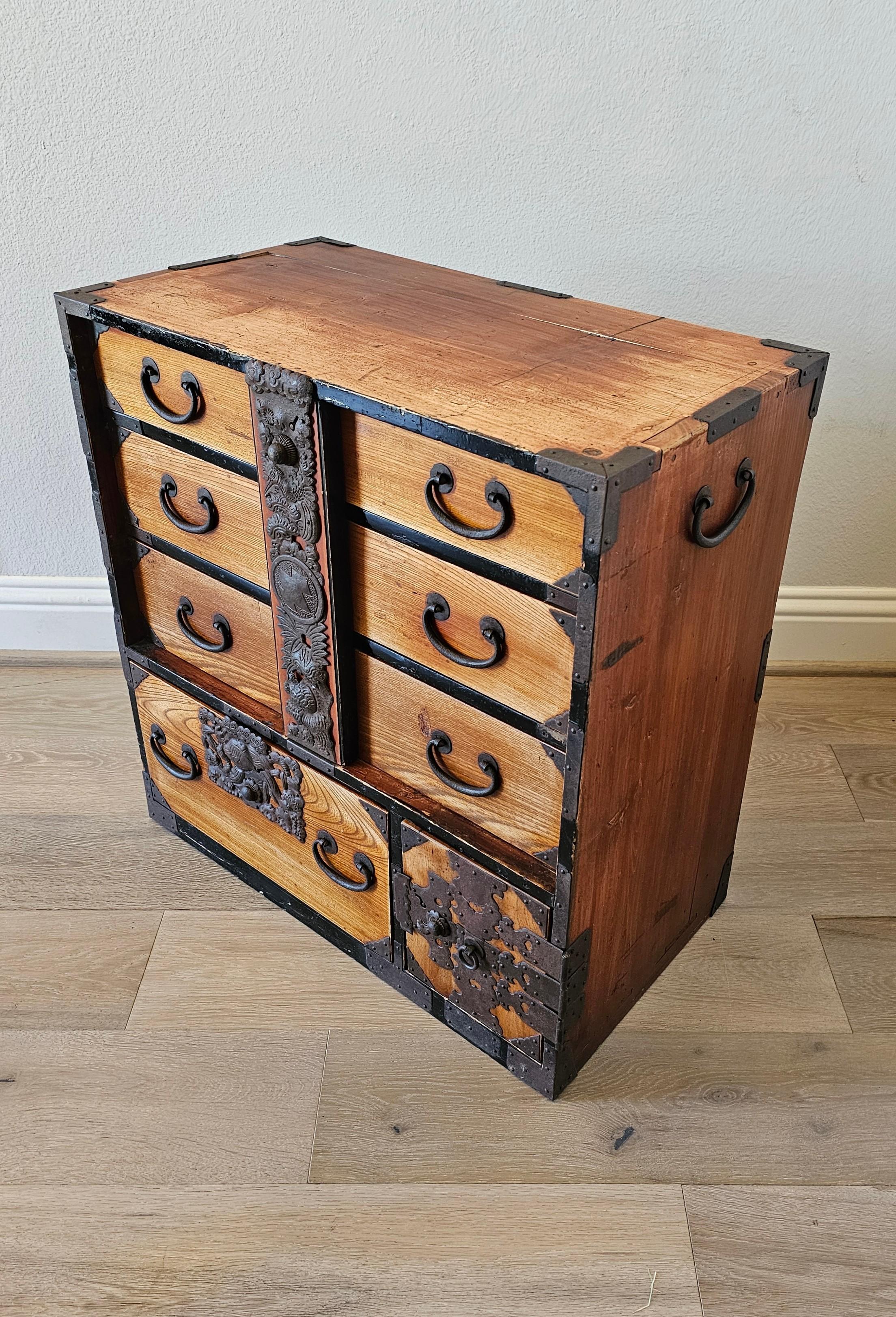 Antique Japanese Tansu Chest Small Cabinet 10