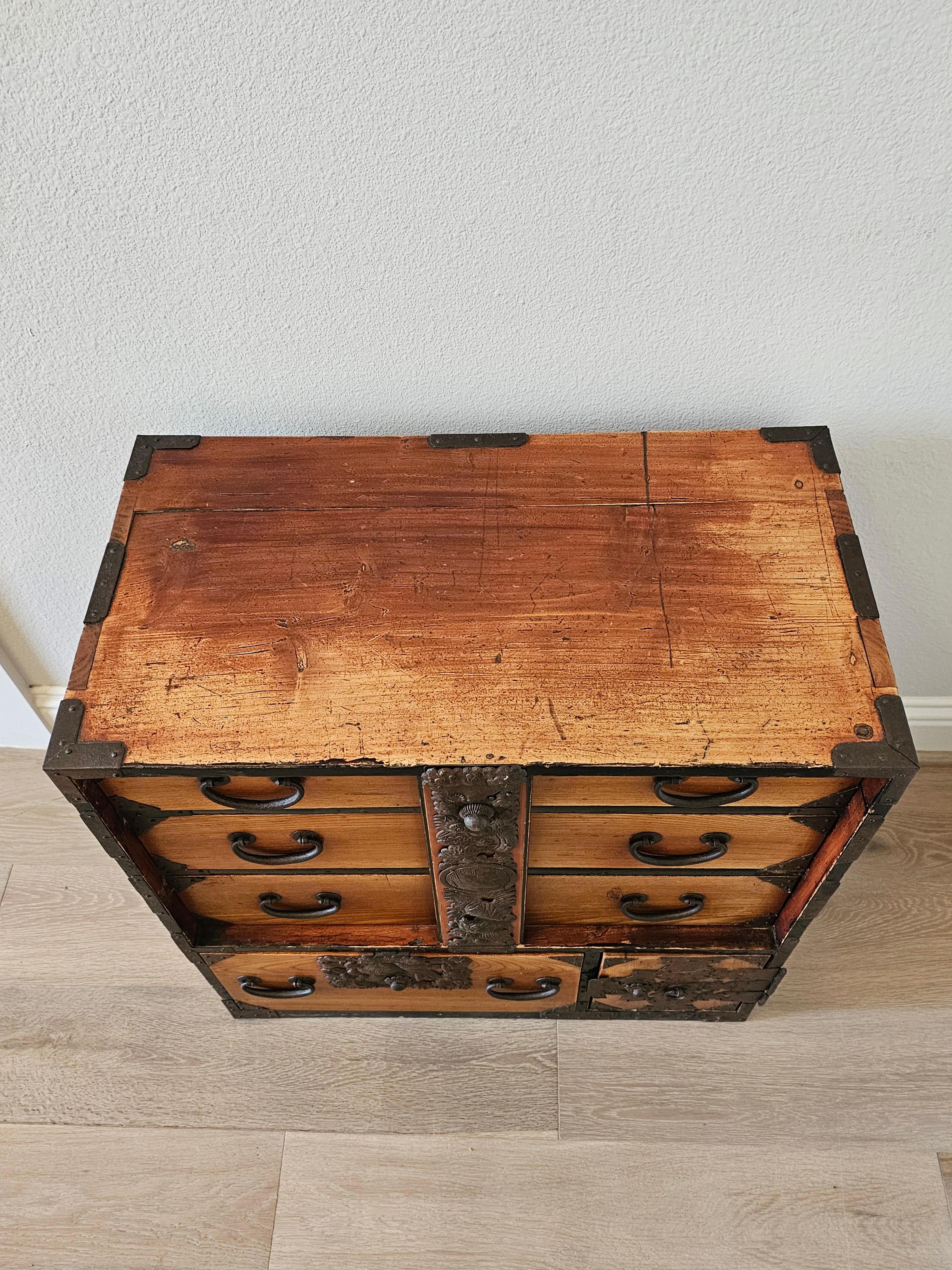 Antique Japanese Tansu Chest Small Cabinet 11