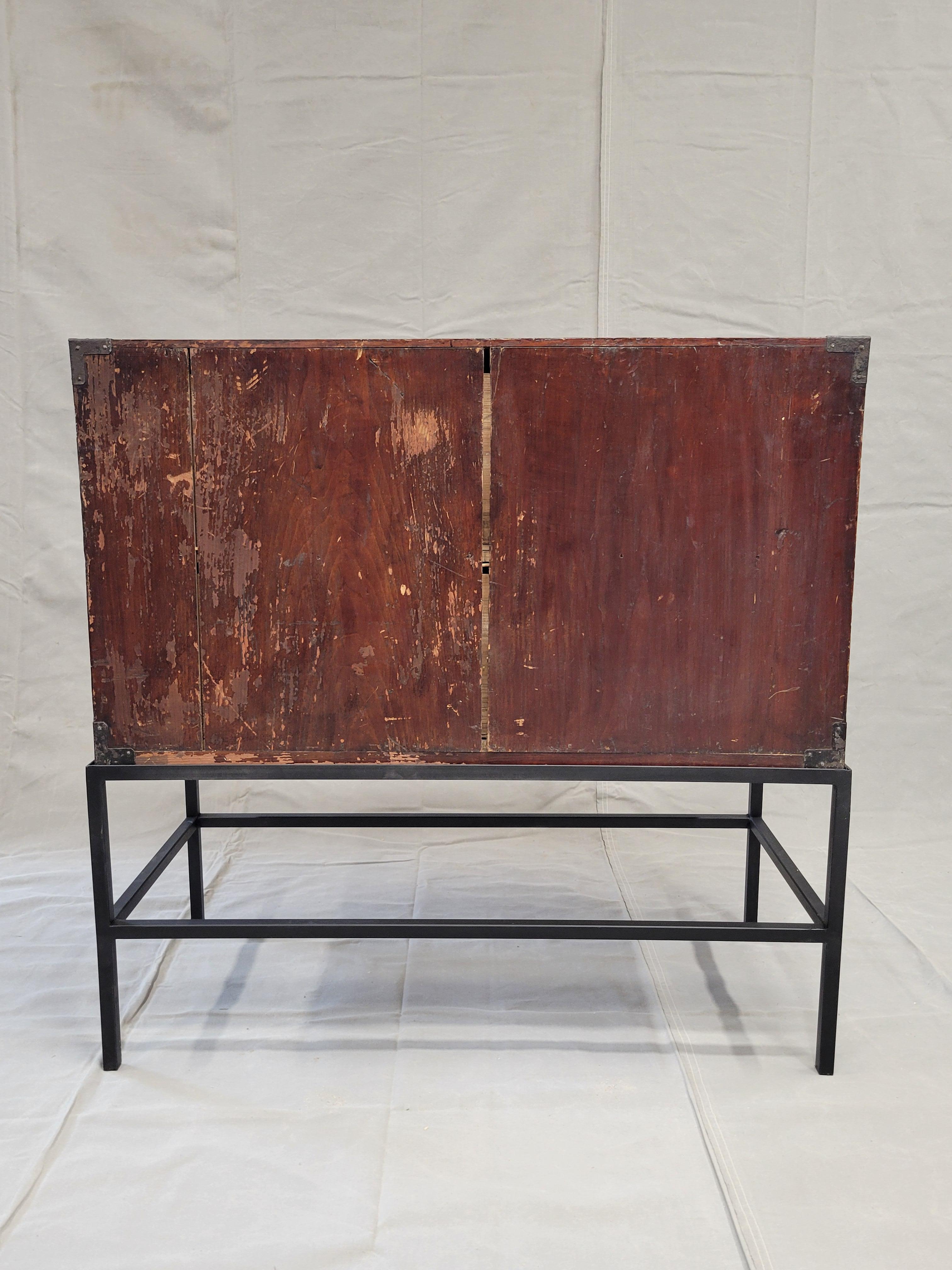Antique Japanese Tansu Chest With Drawers on Contemporary Metal Stand Console For Sale 5