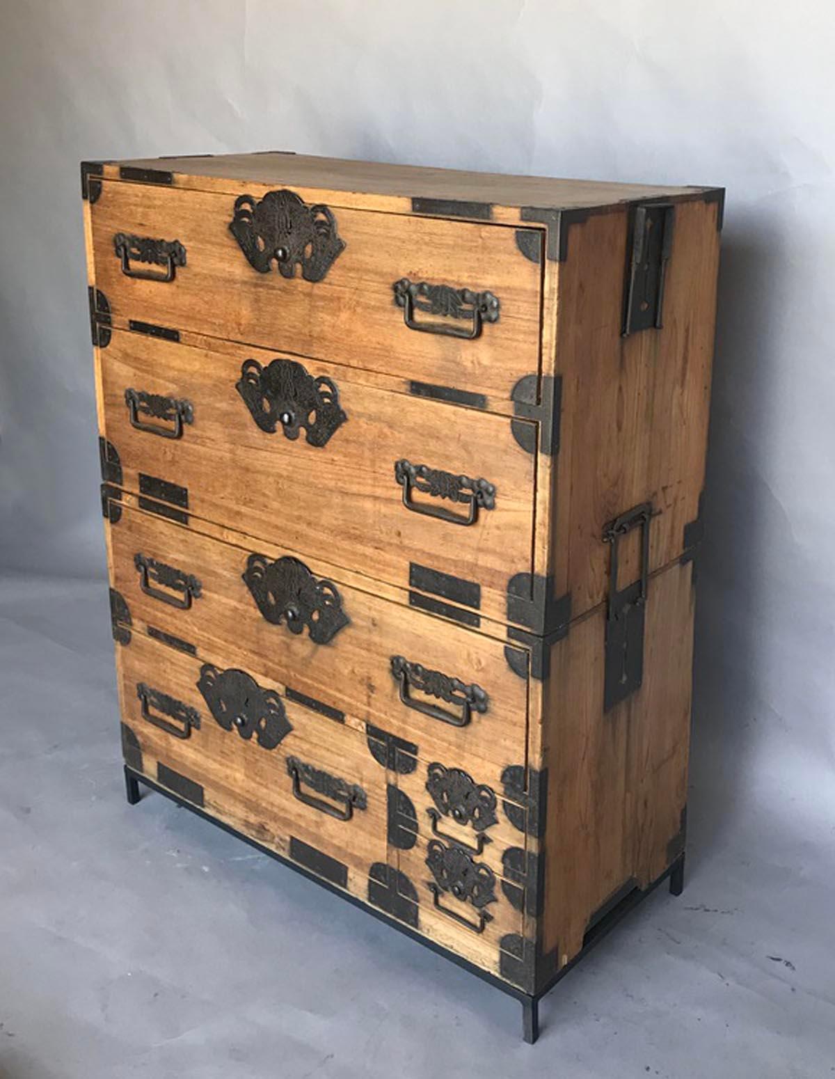 Edo Antique Japanese Tansu on Custom Stand