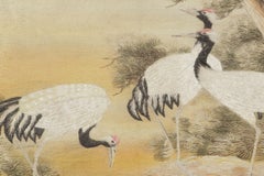 Antique Japanese Tapestry with Cranes in Natural Landscape - Rug & Kilim