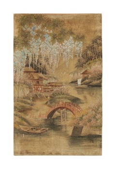 Antique Japanese Tapestry with Scenic Landscape Design - Rug & Kilim