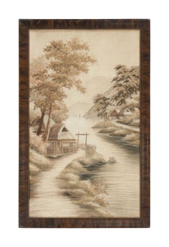 Antique Japanese Tapestry with Scenic Landscape Design - Rug & Kilim