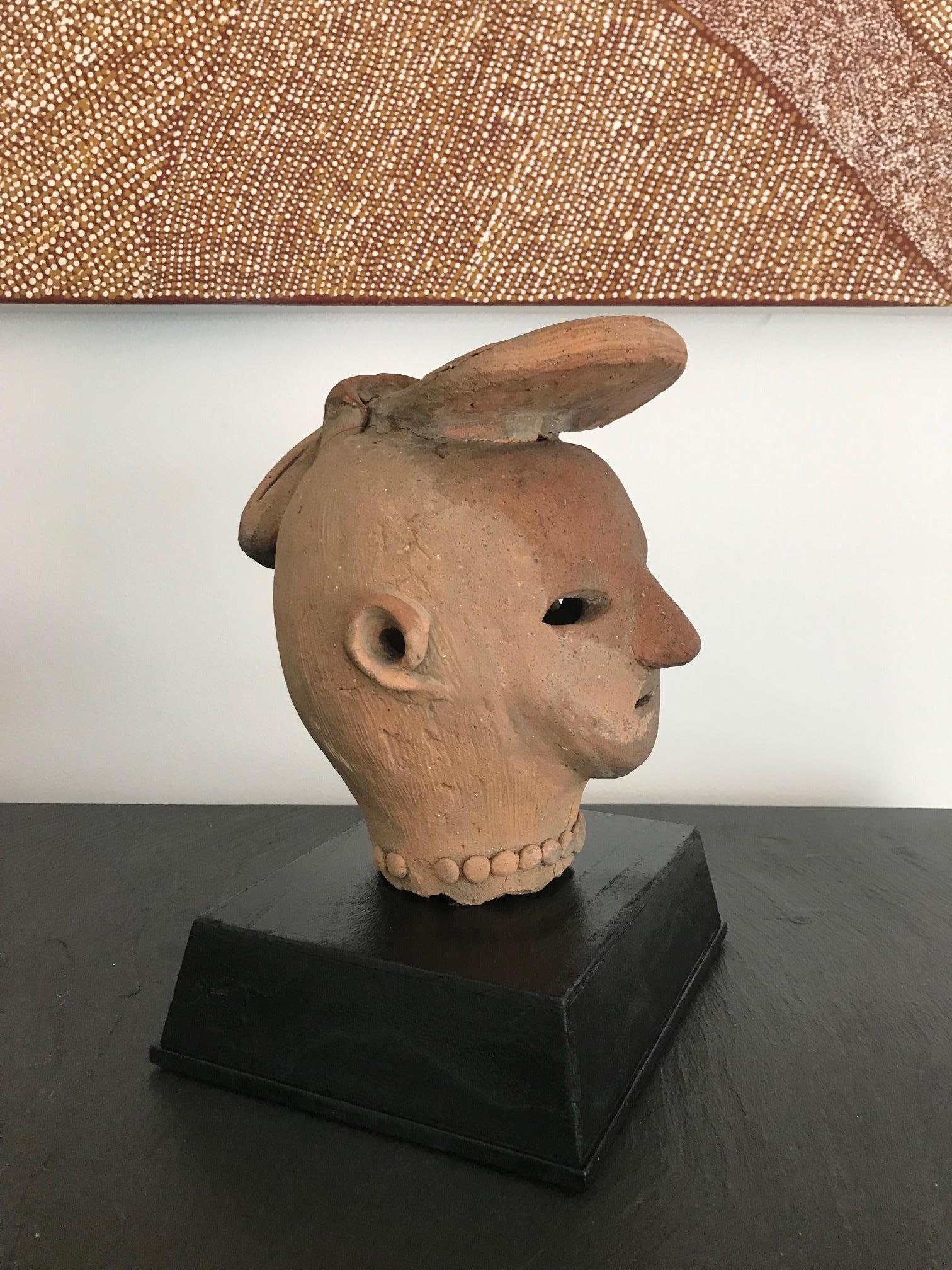 Antique Japanese Terracotta Haniwa Figure Head 6