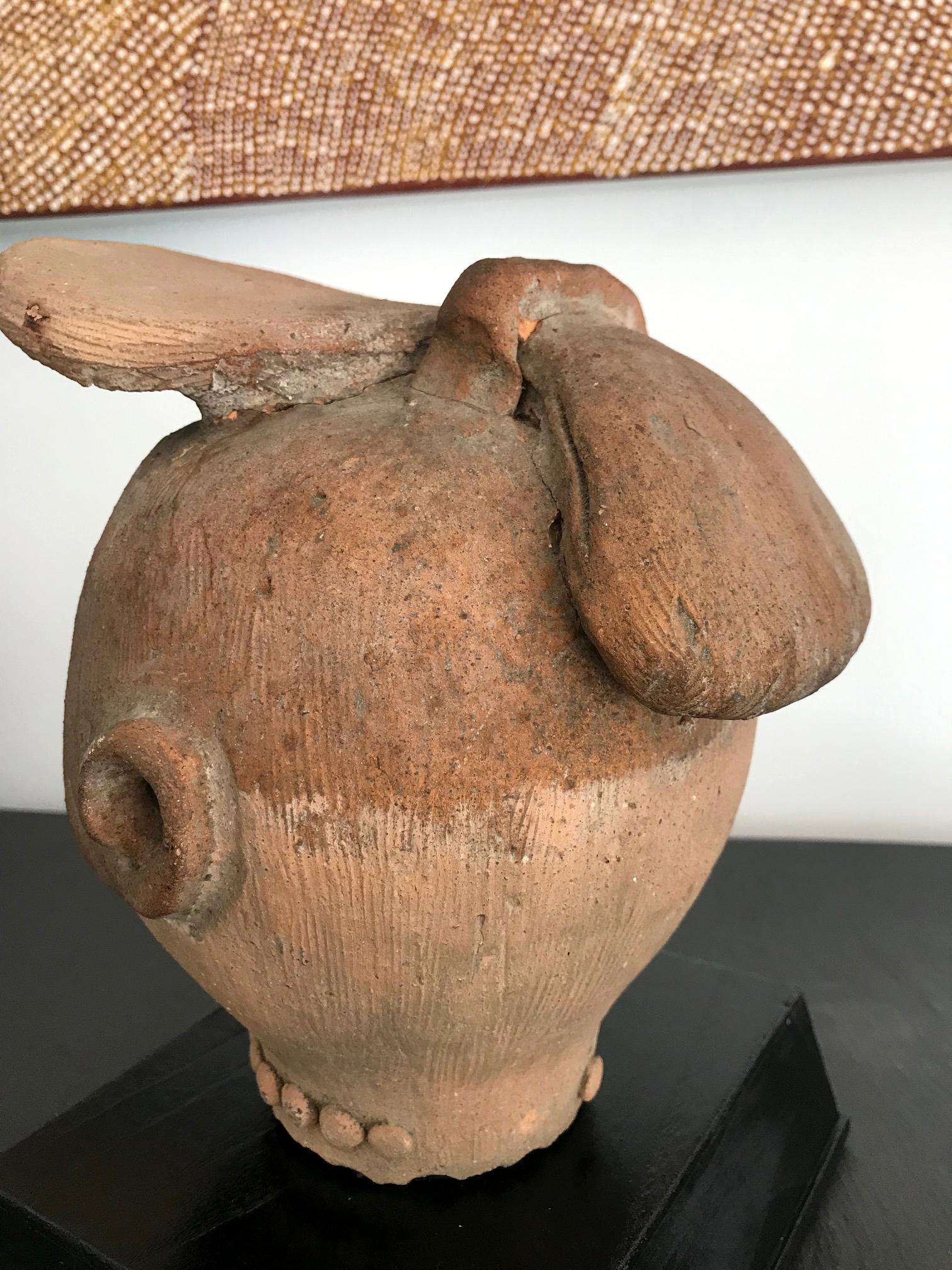 Antique Japanese Terracotta Haniwa Figure Head In Good Condition In Atlanta, GA