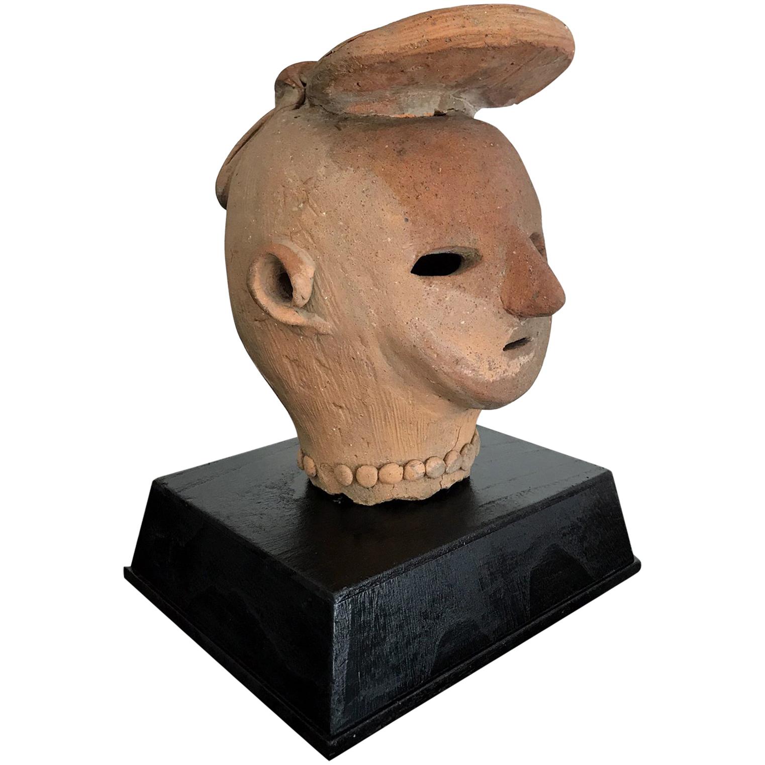 Antique Japanese Terracotta Haniwa Figure Head