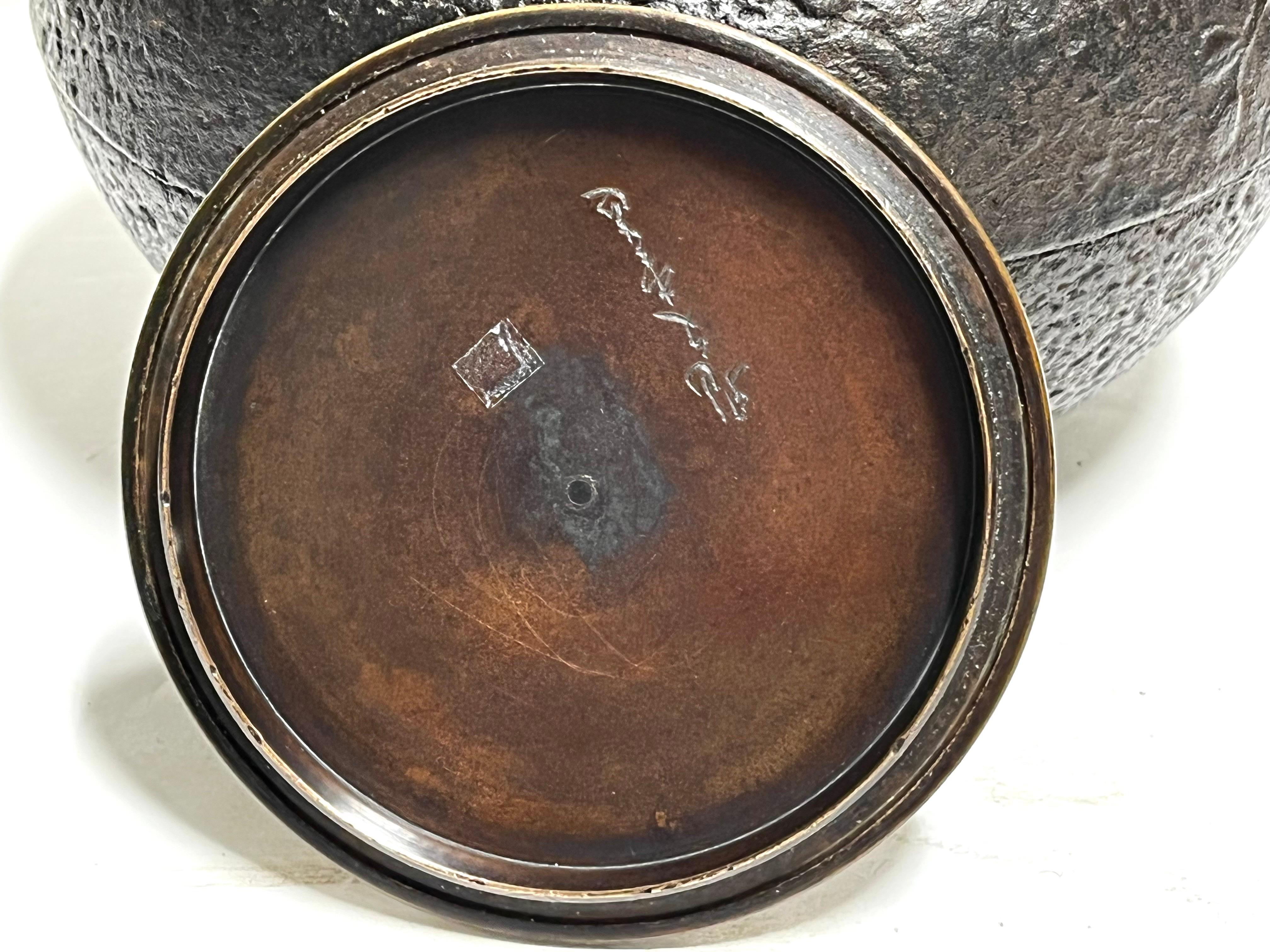 20th Century Antique Japanese Tetsubin Signed Bronze and Cast Iron Tea Pot Kettle