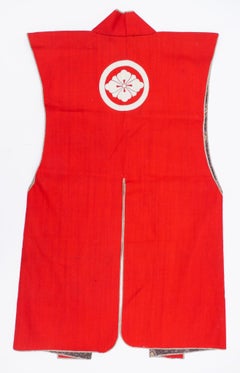 Antique Japanese Textile Art Campaign Jacket Jinbaori with Mon