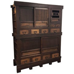 Antique Japanese Three-Piece Tansu Cabinet