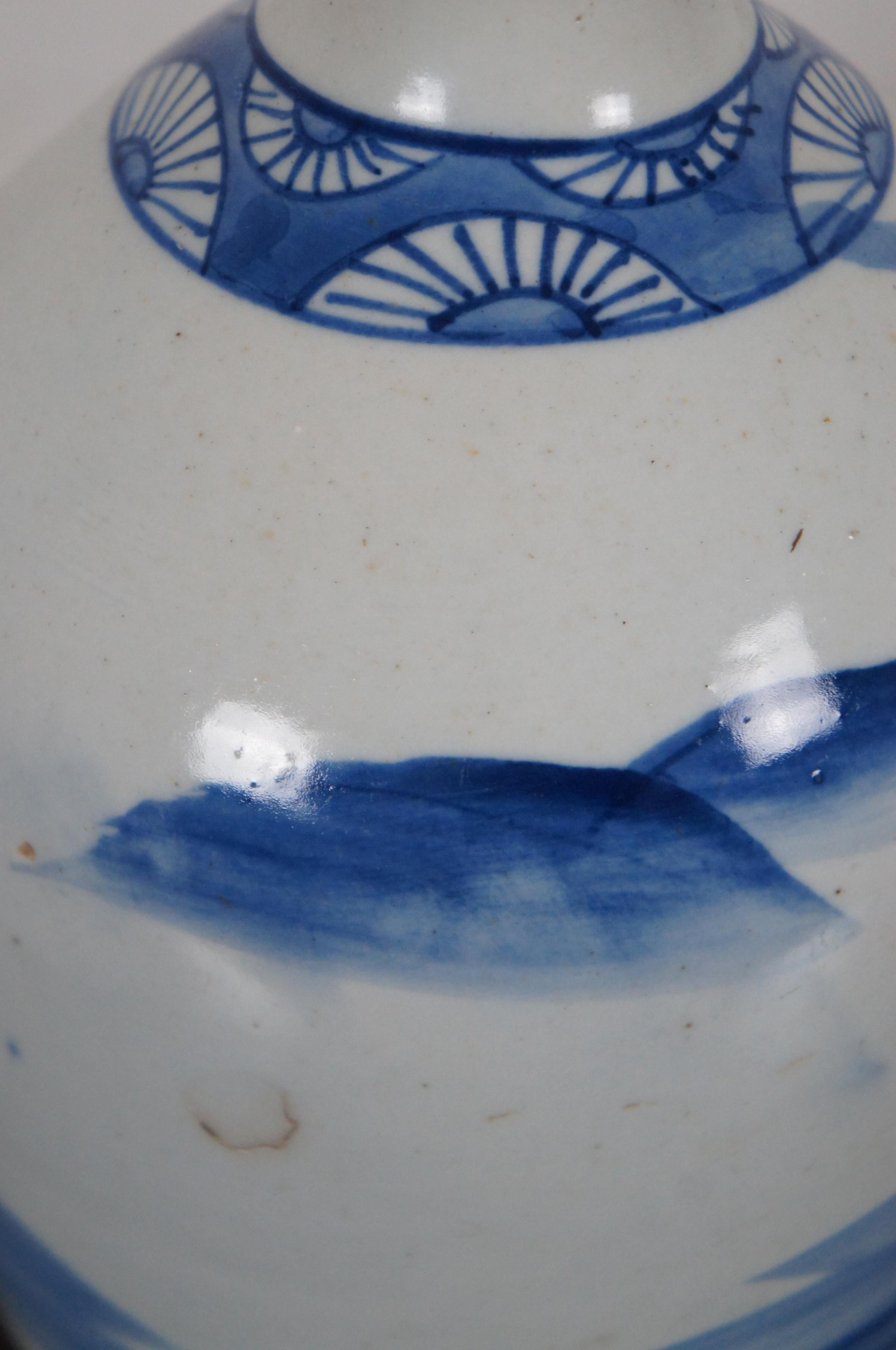 Antique Japanese Tokkuri Sake Shochu Soju Bottle Stoneware Pottery Jug Landscape 1