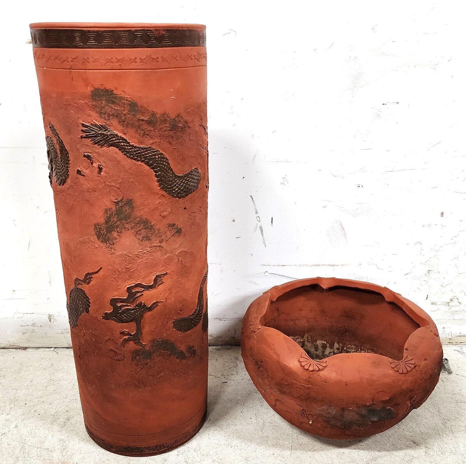 Antique Japanese Tokoname Meiji Redware Pottery Plant Stand For Sale 8