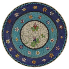 Antique Japanese Totai Shippo Cloisonné on Satsuma Plate Japanese, 19th Century