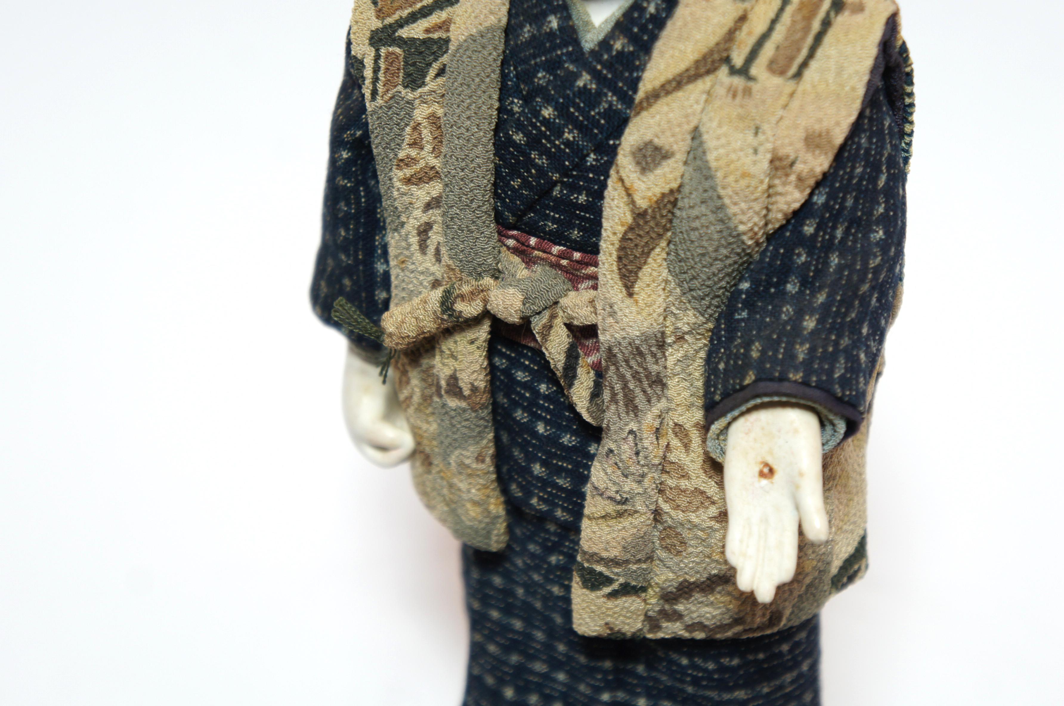 Antique Japanese Traditional 'KIMEKOMI' Boy Doll Taisho Era 1912-1926s 5