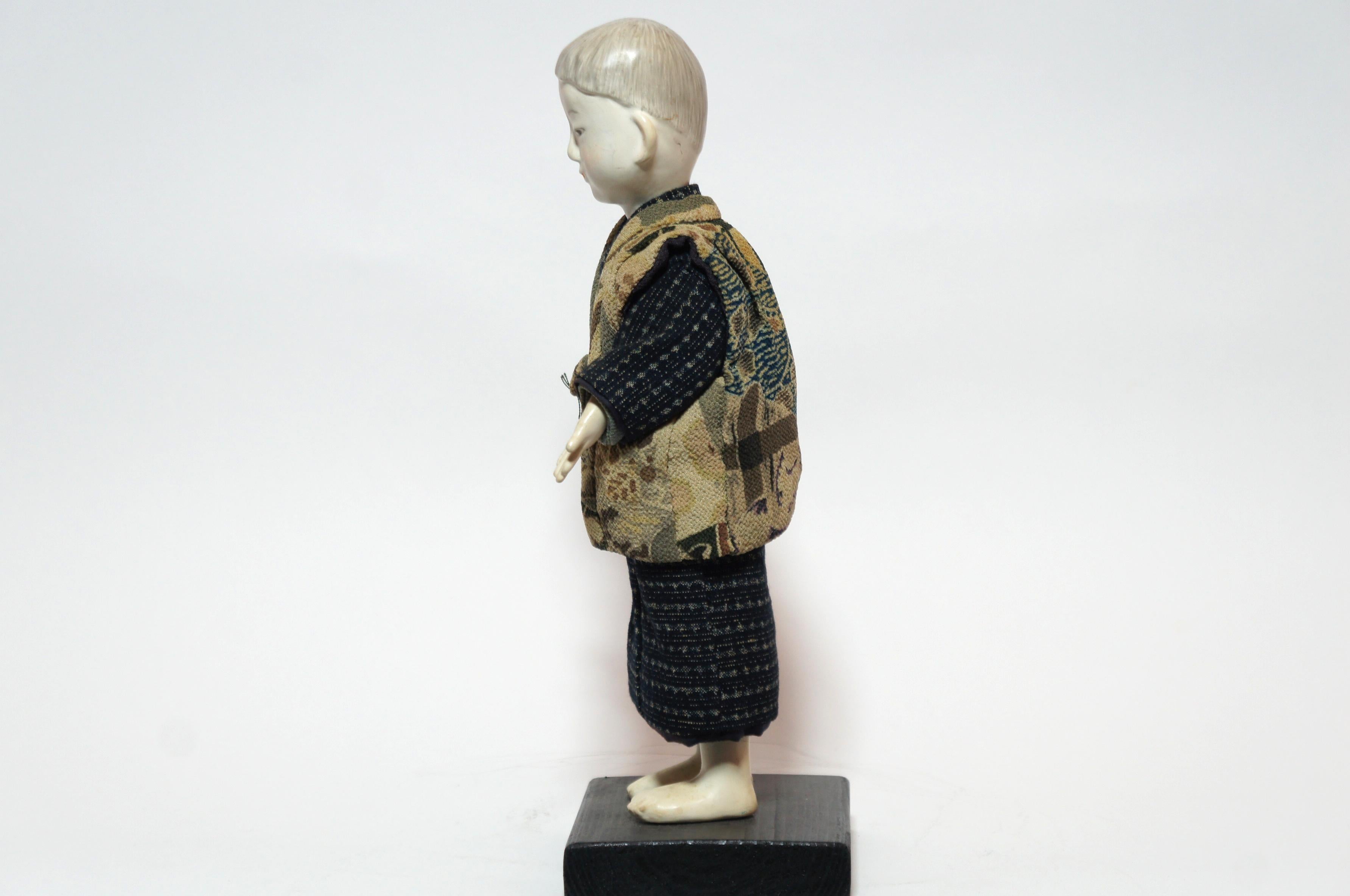 Early 20th Century Antique Japanese Traditional 'KIMEKOMI' Boy Doll Taisho Era 1912-1926s