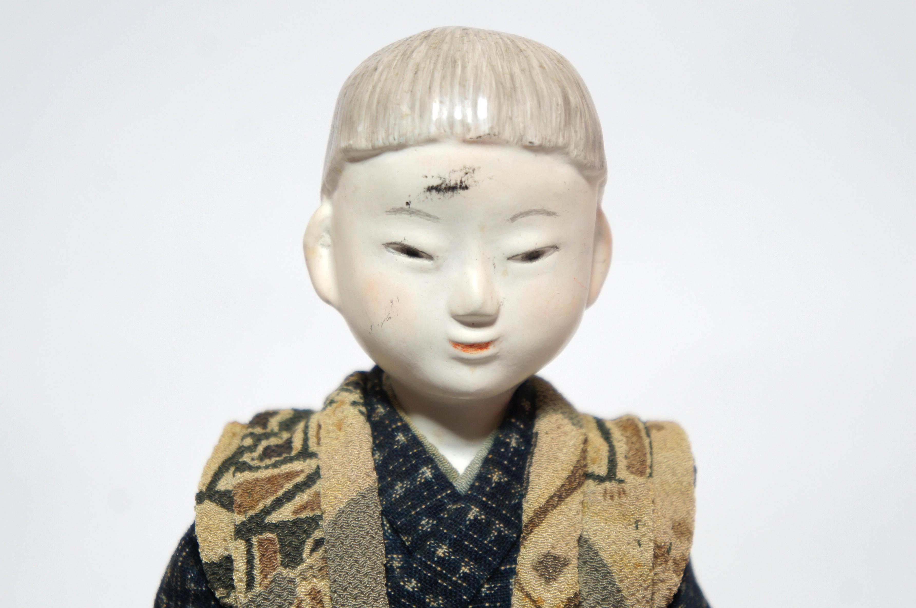 Antique Japanese Traditional 'KIMEKOMI' Boy Doll Taisho Era 1912-1926s 1