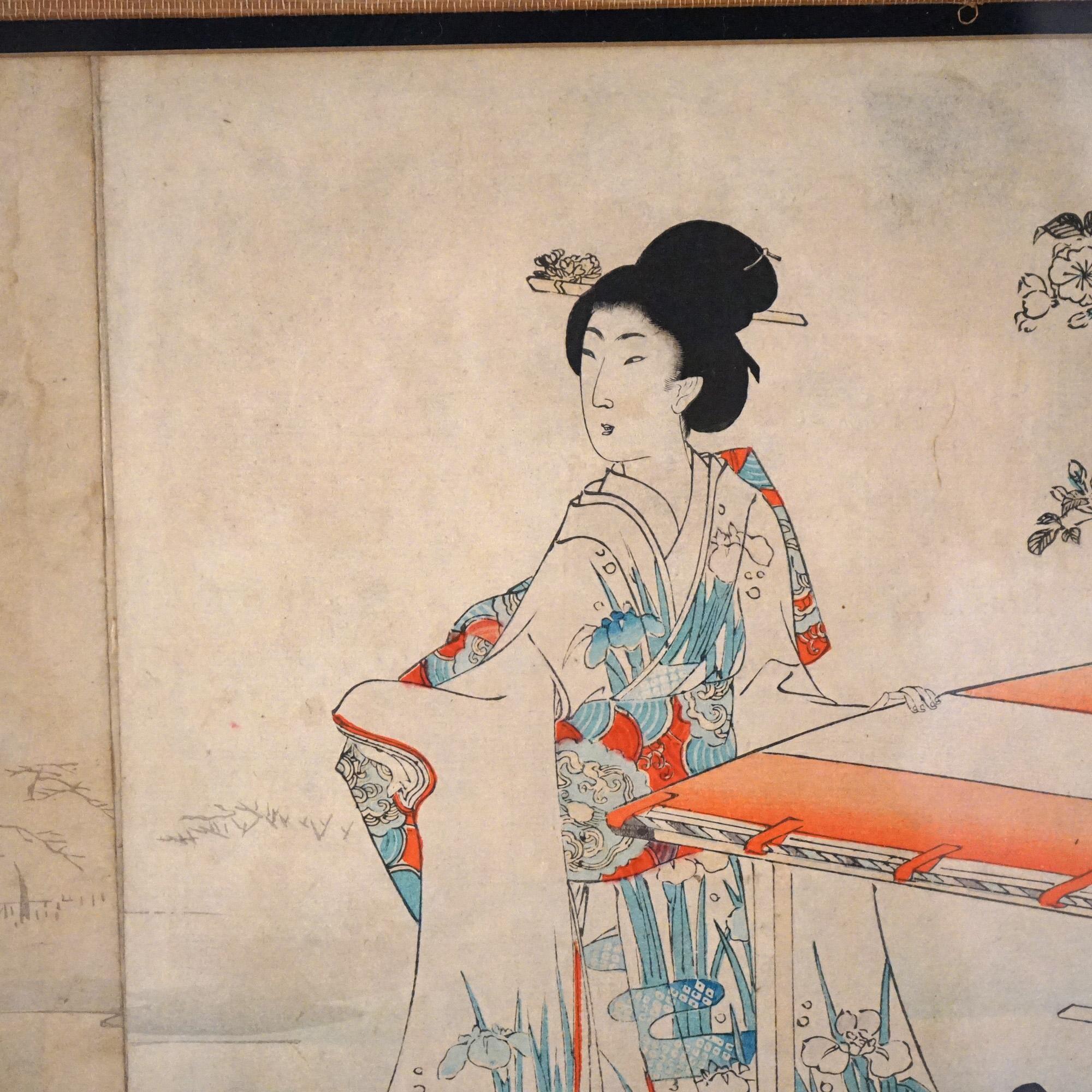 20ième siècle Ancienne estampe japonaise Tryptic Woodblock Print C1920 en vente