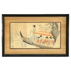 Antique Japanese Tryptic Woodblock Print C1920