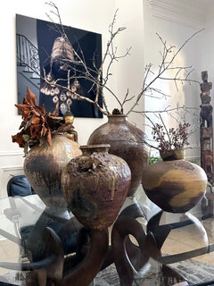 Antique Japanese Tsubo Jar with High Relief Crab Design