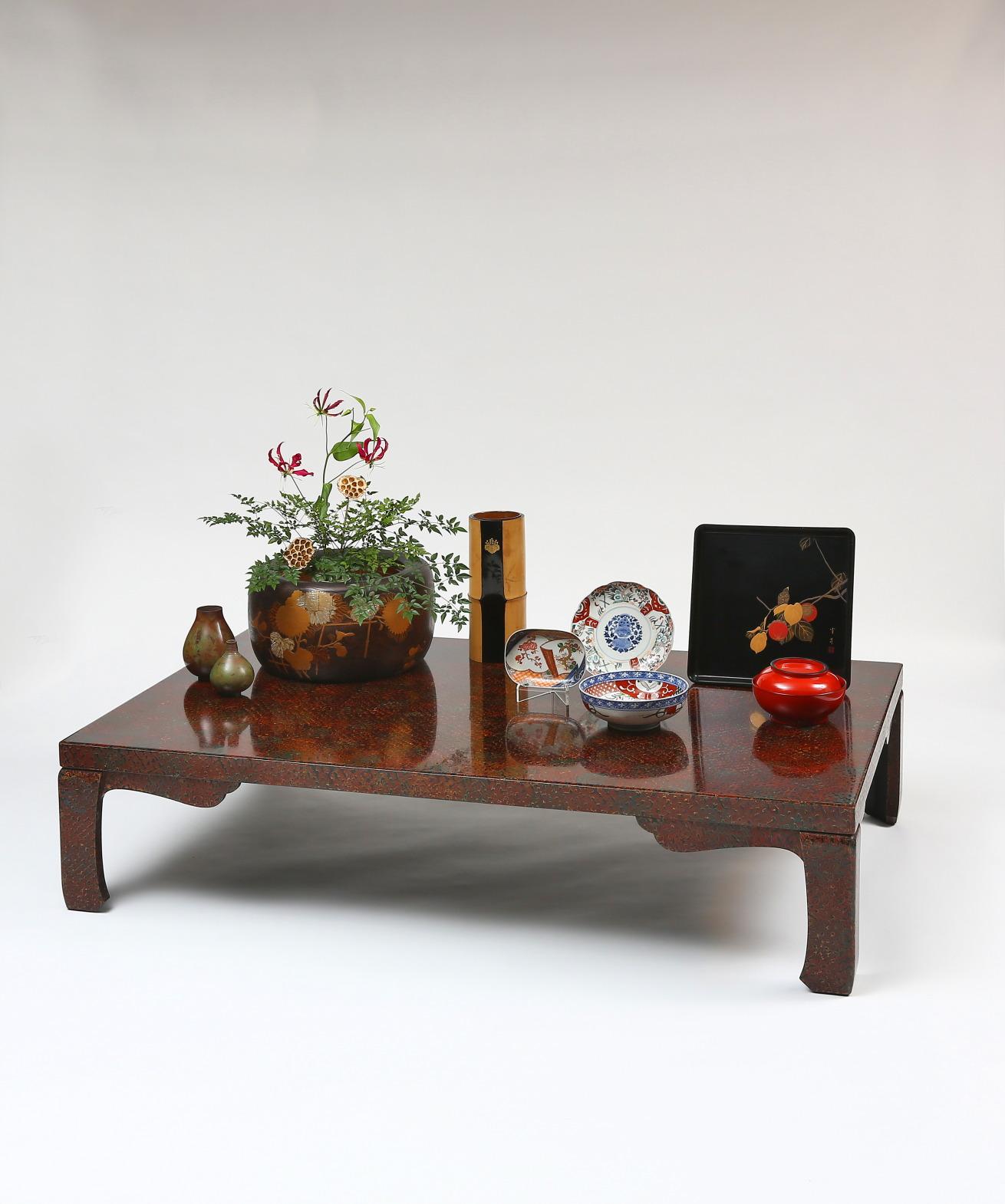20th Century Antique Japanese Tsugaru Lacquer Low Table For Sale