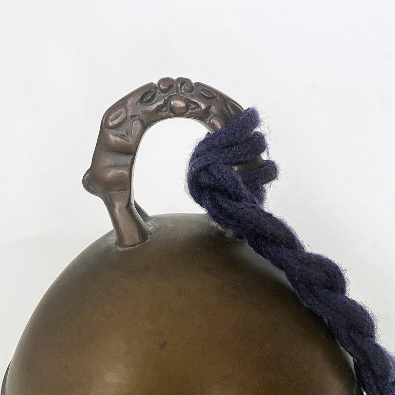 20th Century Antique Japanese Tsuri-Kane Buddhist Bronze Bell, Meiji Period For Sale
