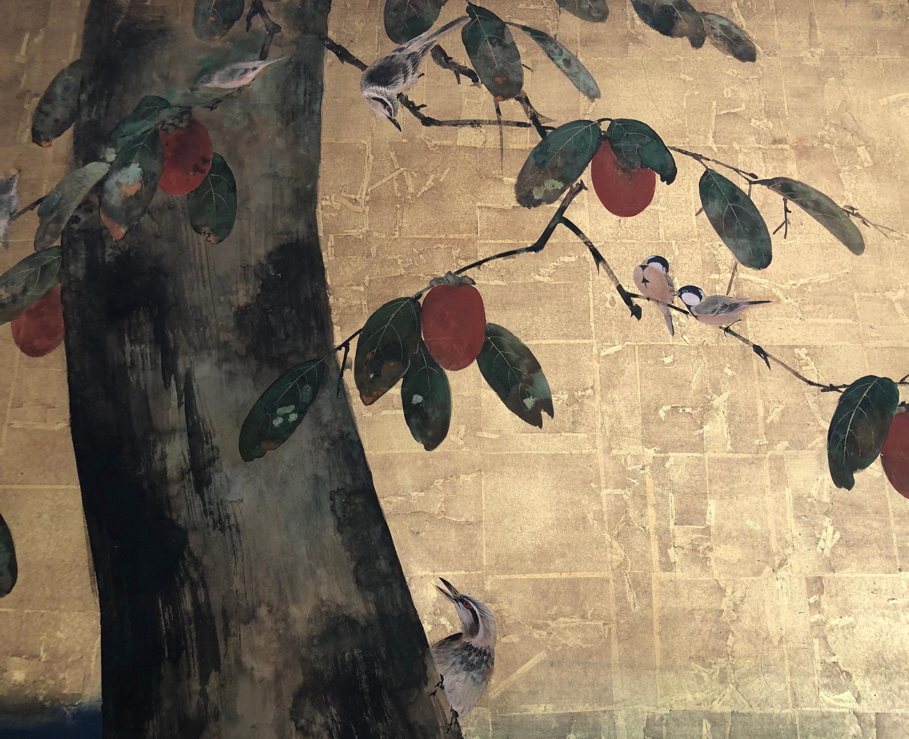 Antique Japanese Two-Panel Screen 'Byobu' In Good Condition In San Francisco, CA