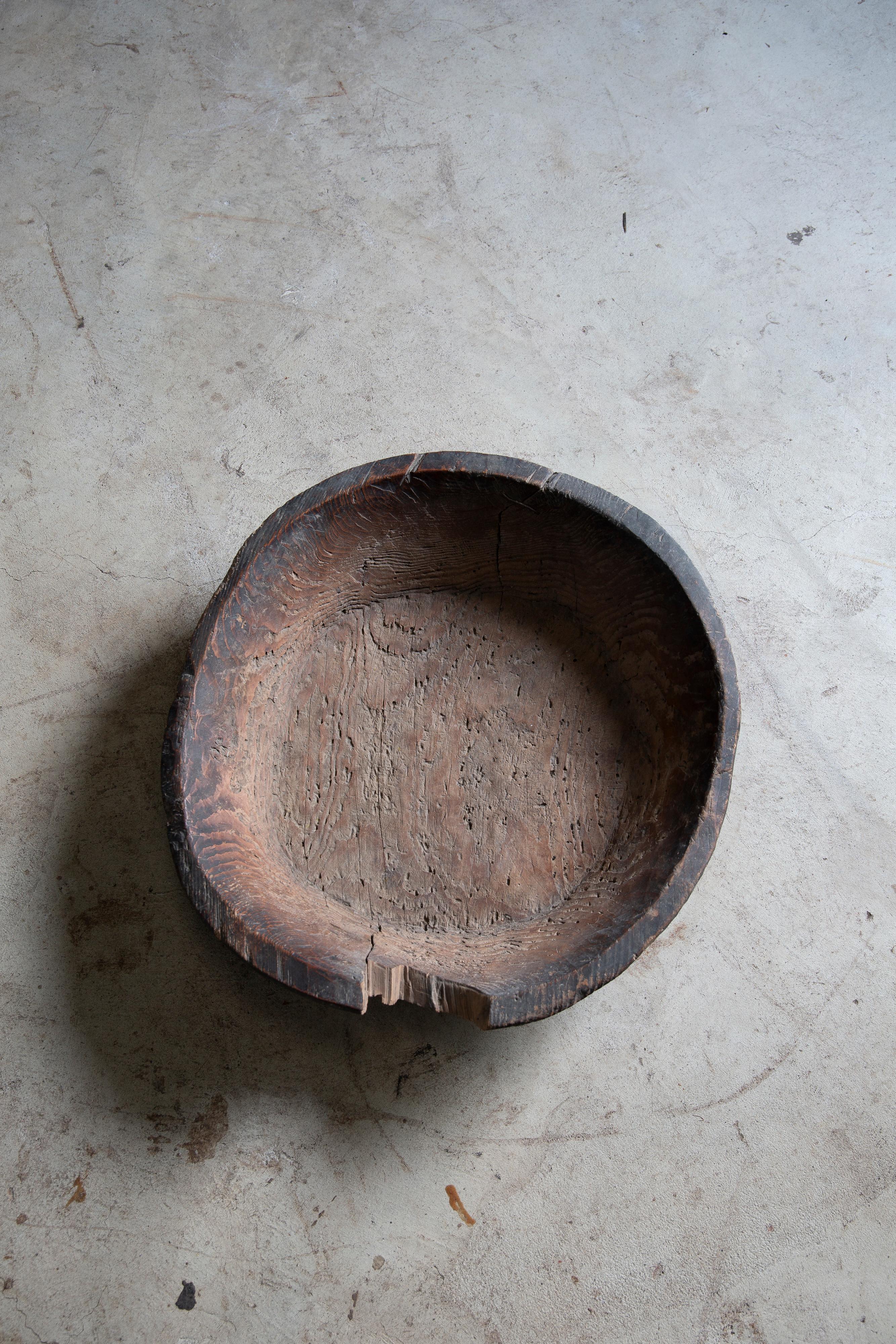 19th Century antique Japanese wabi sabi Konebachi, Hand-carved dough bowl - primitive, mingei