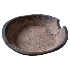 antique Japanese wabi sabi Konebachi, Hand-carved dough bowl - primitive, mingei