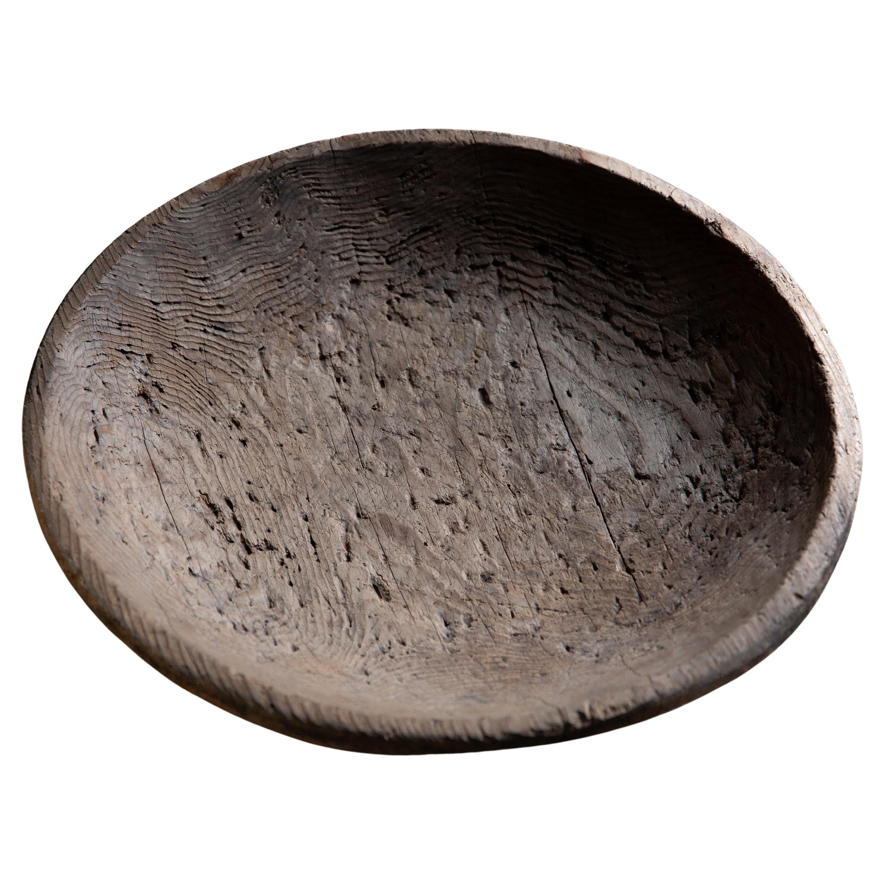 antica Konebachi giapponese wabi sabi, ciotola per pasta intagliata a mano, primitiva, mingei