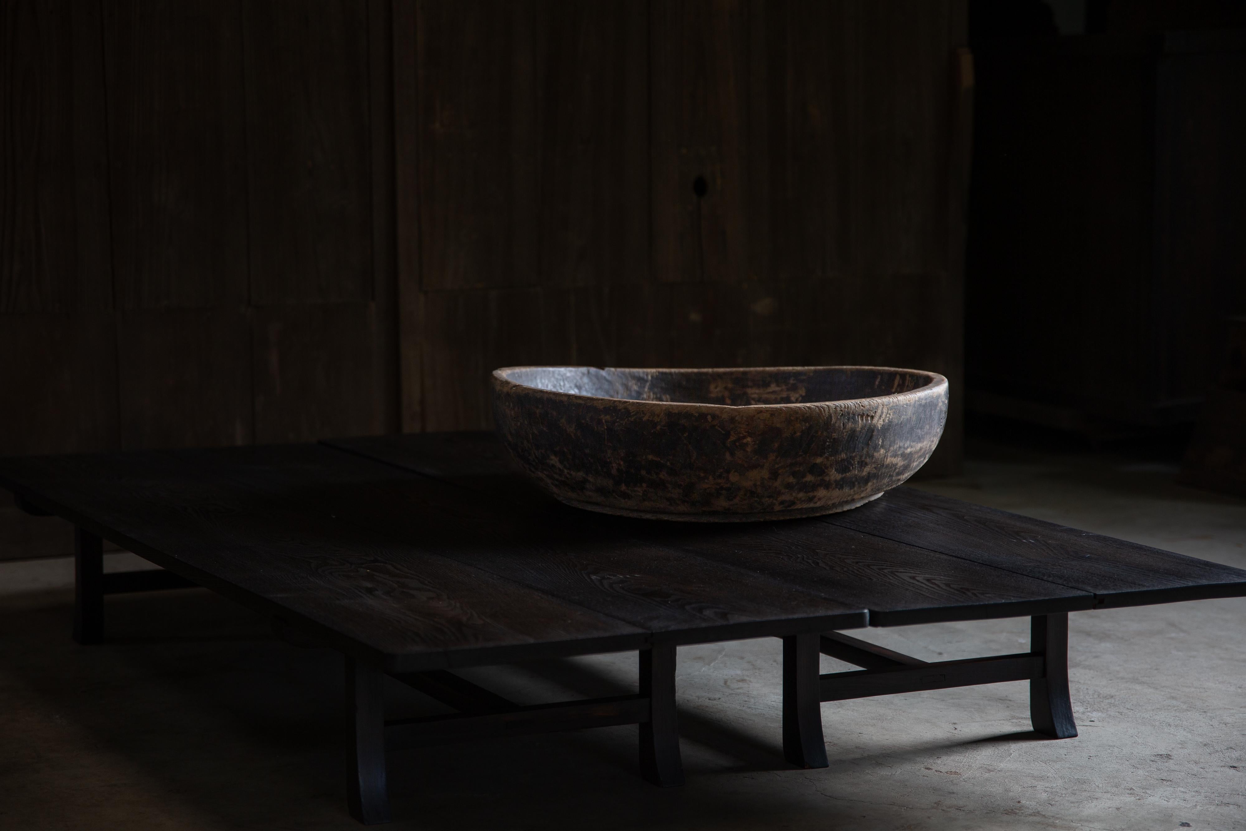 antique Japanese wabi sabi Konebachi, large hand-carved dough bowl, primitive For Sale 12