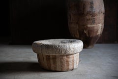 Antique Japanese Washi paper covered straw wicker basket , wabi sabi primitive