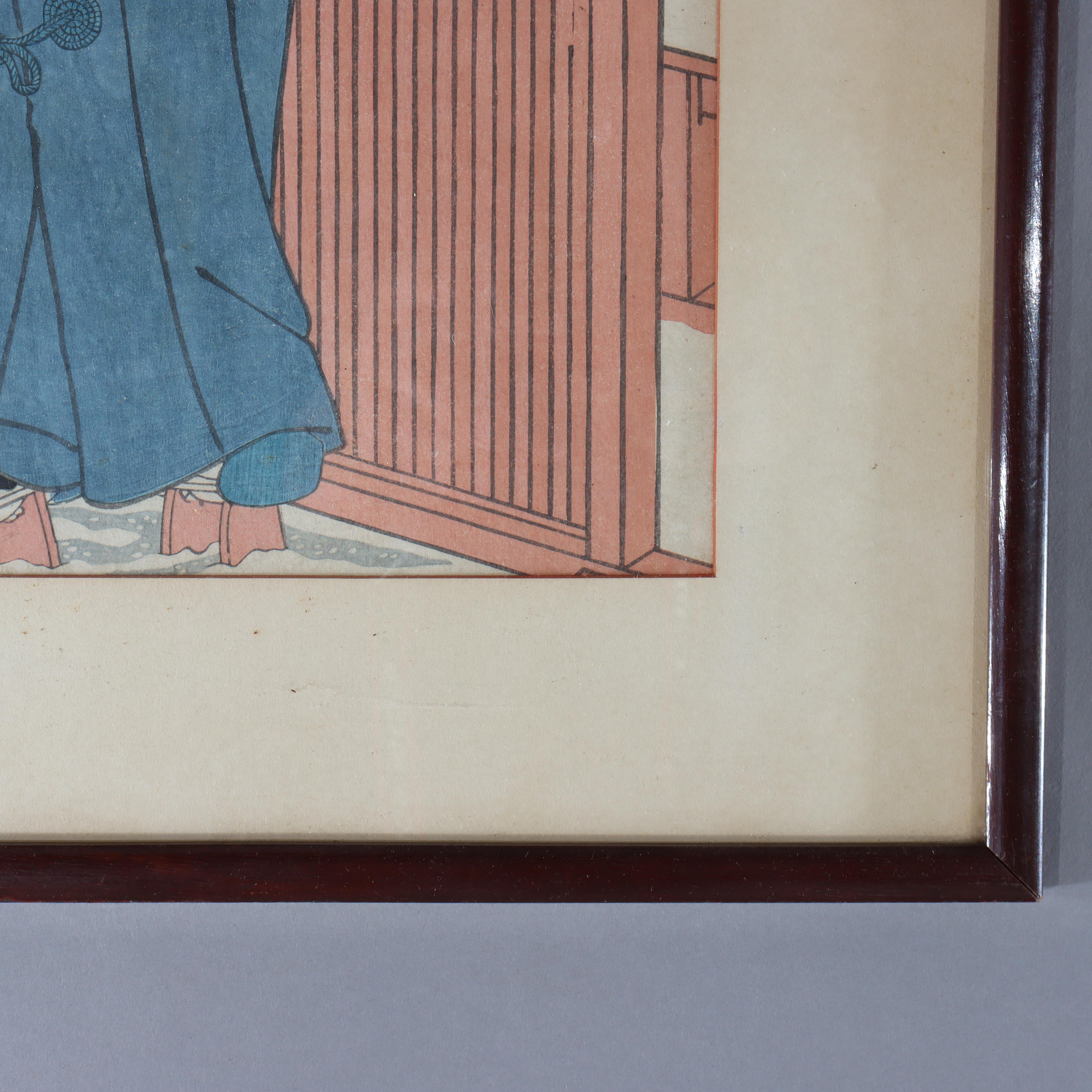 XIXe siècle Ancienne gravure japonaise sur bois d'un acteur de Kabuki par Utagawa Kunisada 19ème siècle en vente