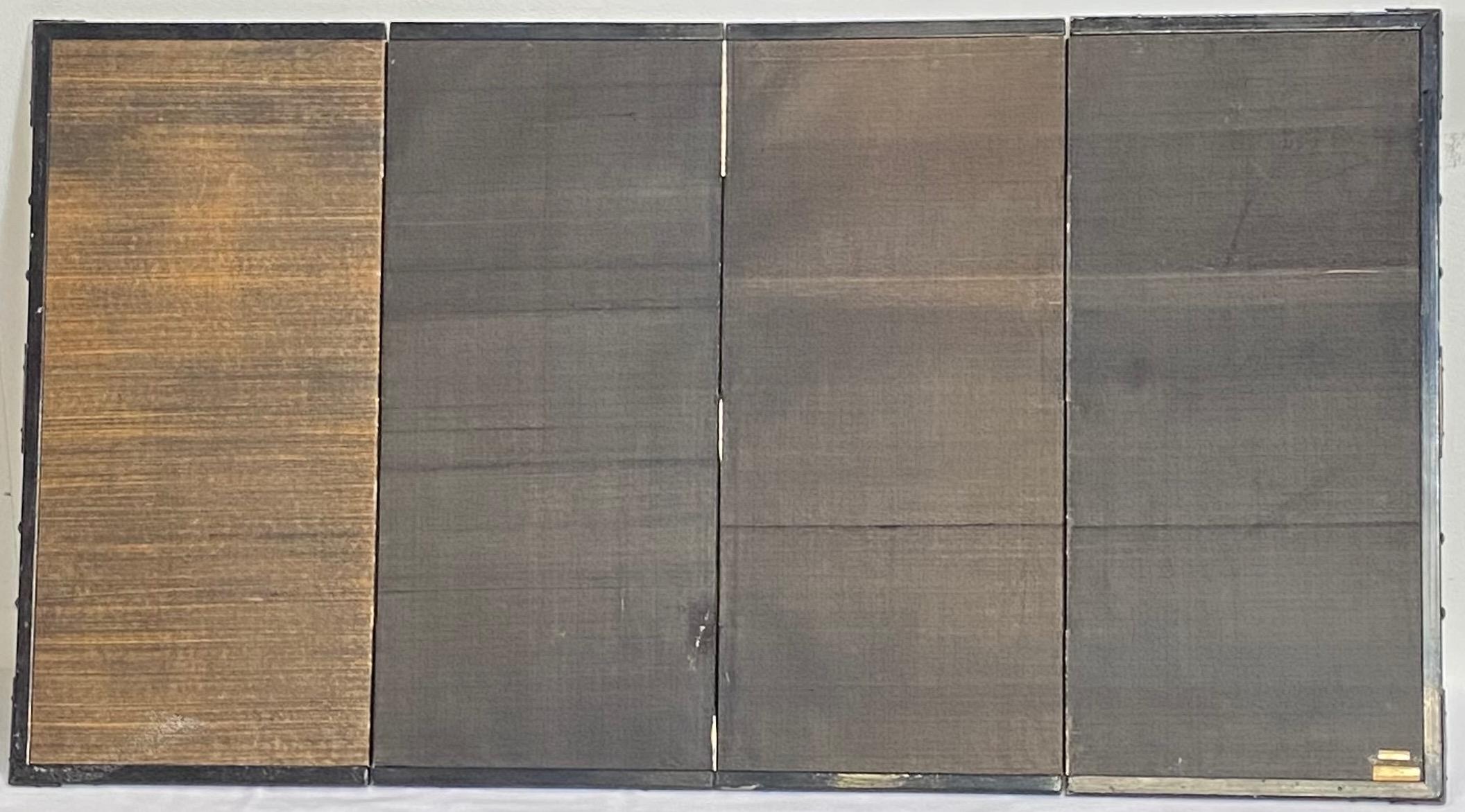 Papier Paravent pliant japonais ancien en bois imprimé en blocs de table en vente