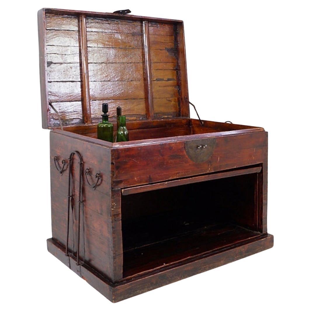 Antique Japanese Wood & Iron Chest