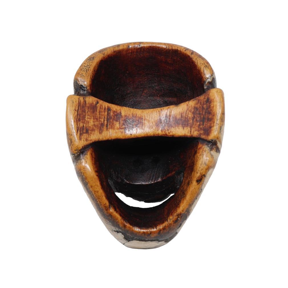Antique Japanese Wood Miniature Mask Netsuke In Good Condition For Sale In Point Richmond, CA