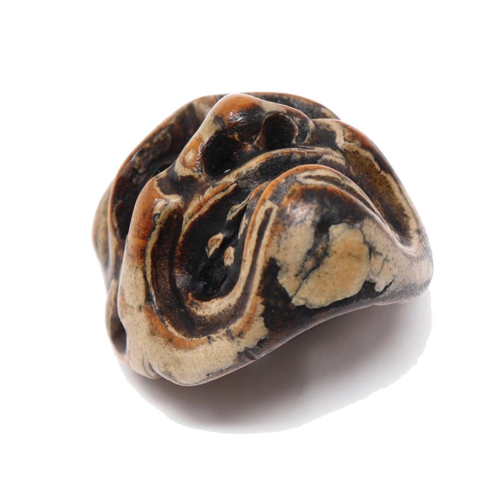 19th Century Antique Japanese Wood Miniature Mask Netsuke For Sale